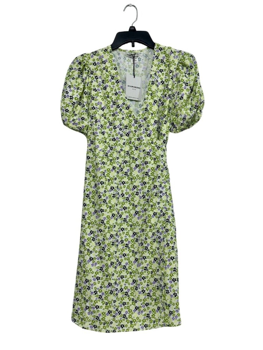 Glamorous Bloom Womens White Retro Floral Puff Sleeve Dress Size 4